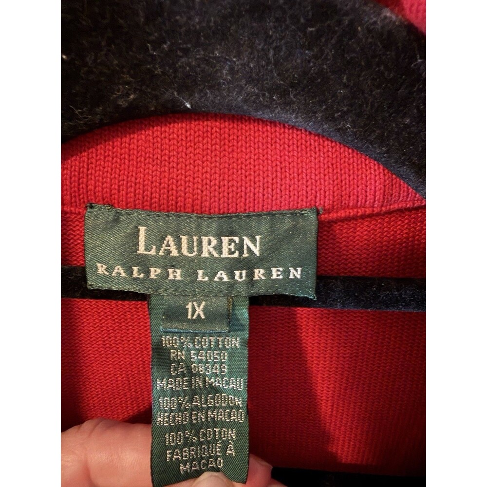 Lauren Ralph Lauren Royal Crest Sweater Cardigan PETITE Large PL Vintage - Picture 5 of 11